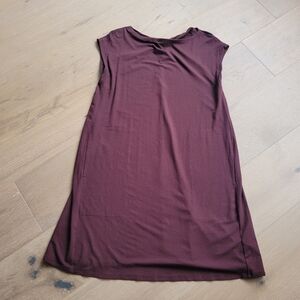 EUC Eileen Fisher Dress Women's Small Burgundy Cap Sleeve Shift Dress